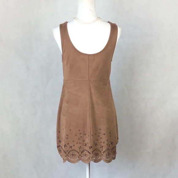 MinkPink Suede Sleeveless Lazer Cut Dress - Picture 3 of 7